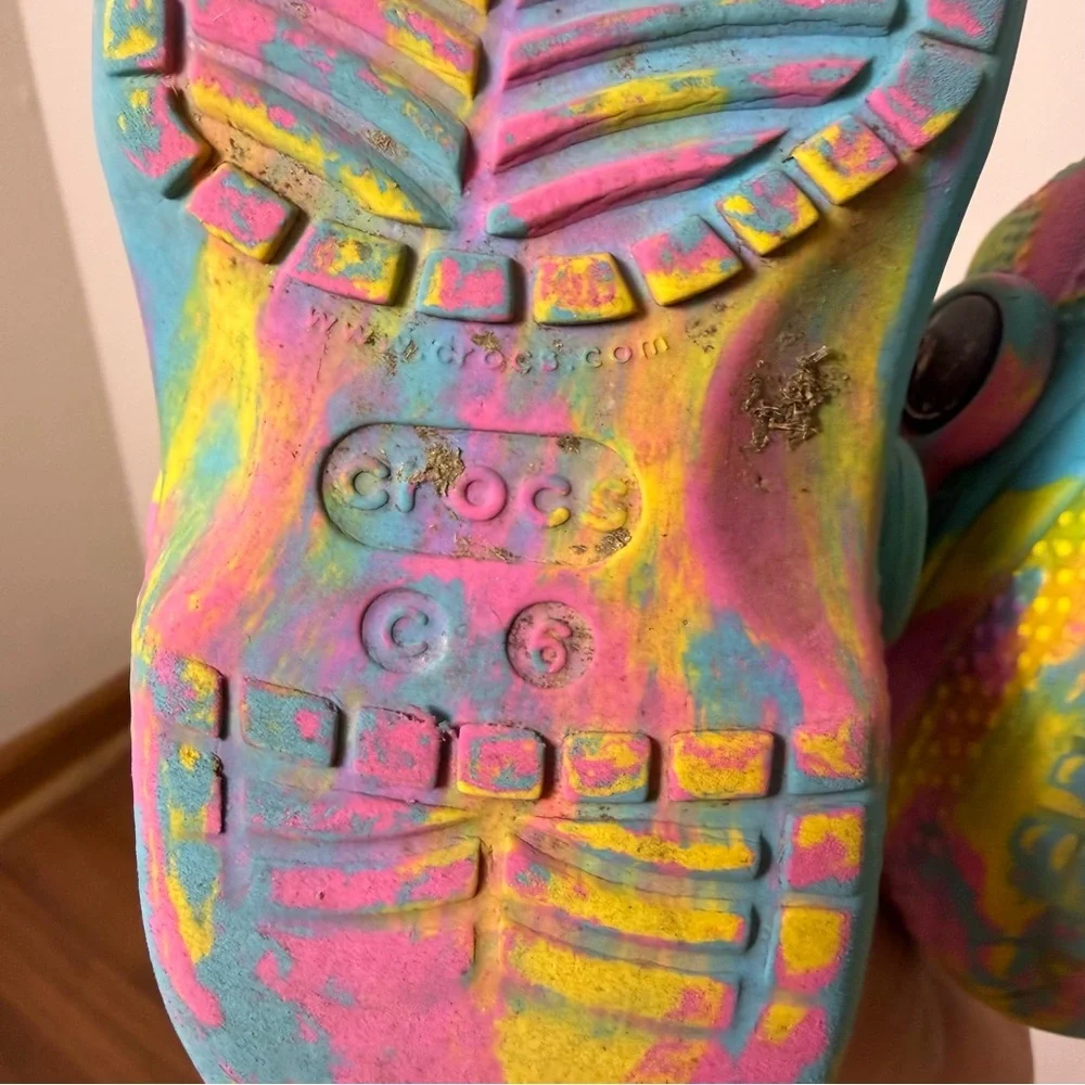 Crocs Classic Clog Toddler Size C6 Tie Dye Marbled Blue Pink Yellow - Picture 5 of 5